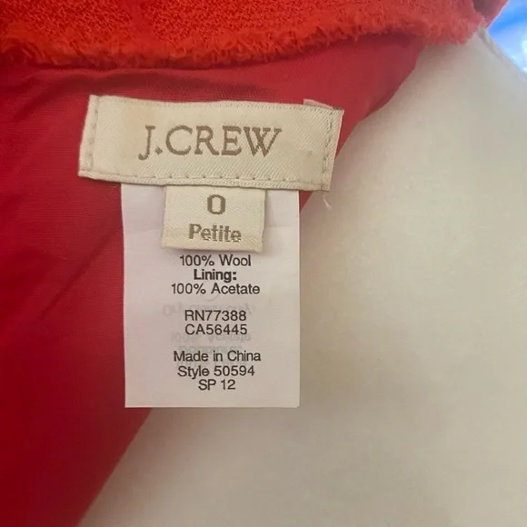 J. Crew Teddy dress in beautiful pappy red. 100 % wool with lining - Picture 5 of 10